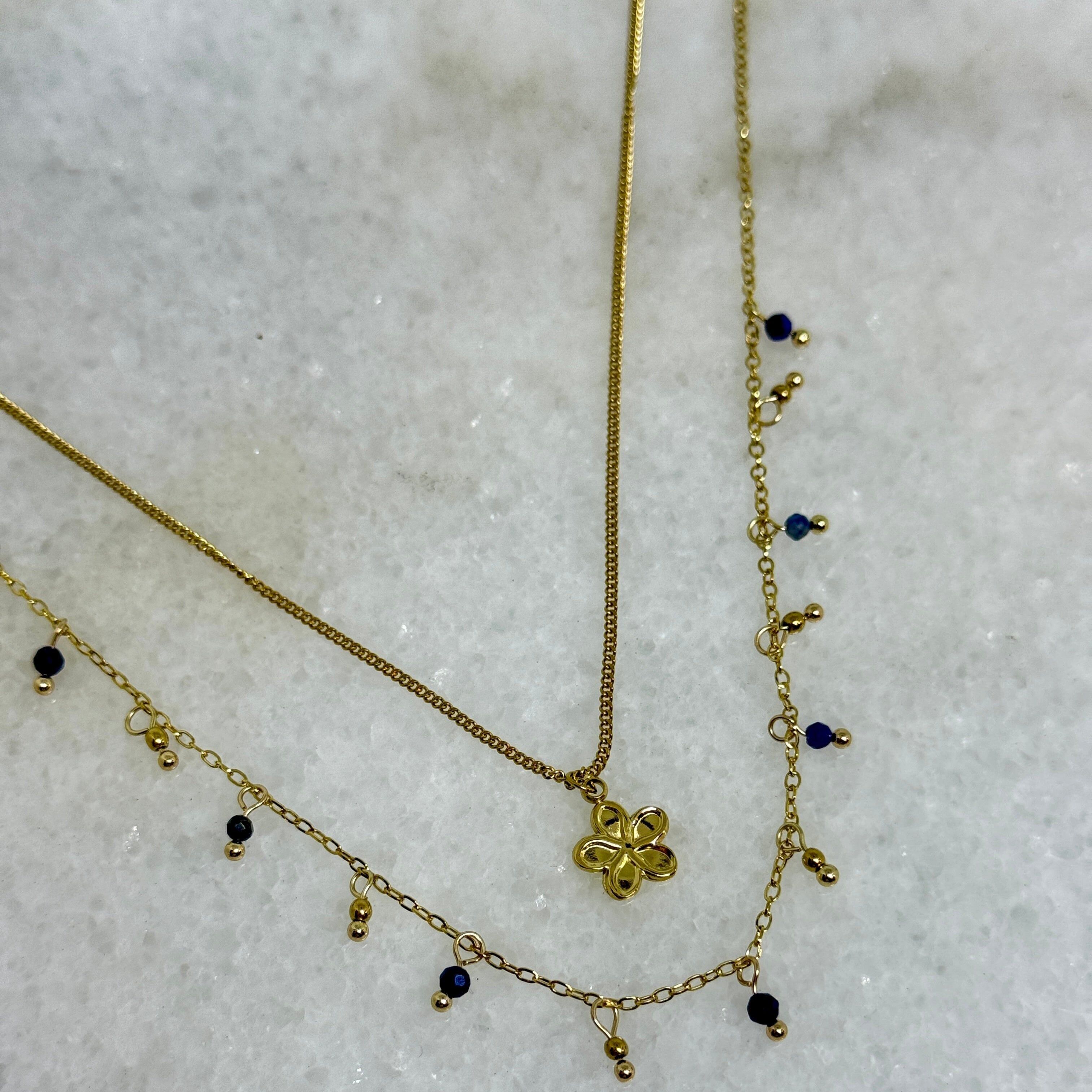 Collana con doppio fiore di lapislazzuli