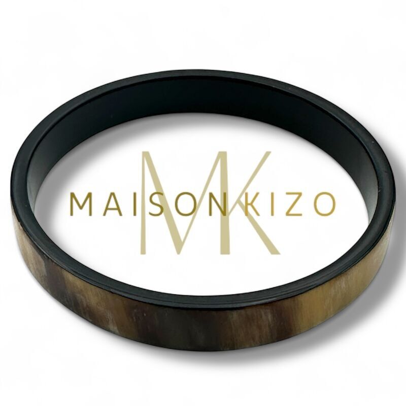 Lackierter Armreif aus Büffelhorn Breite 1cm Schwarz C41