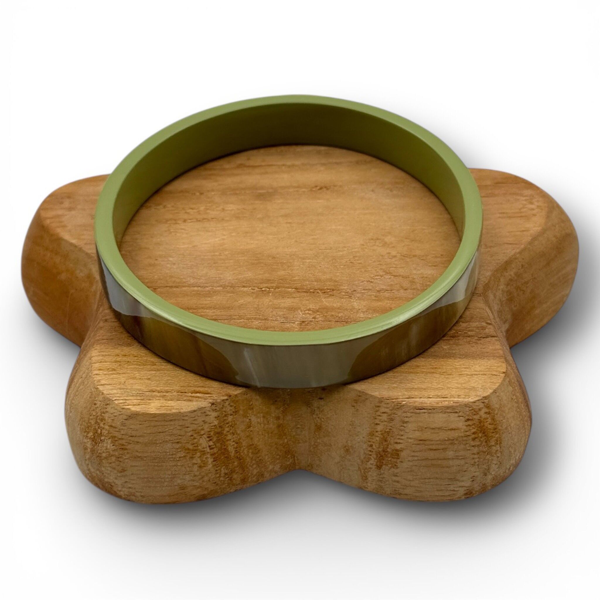 Lackiertes Büffelhorngeflecht Breite Khaki C42