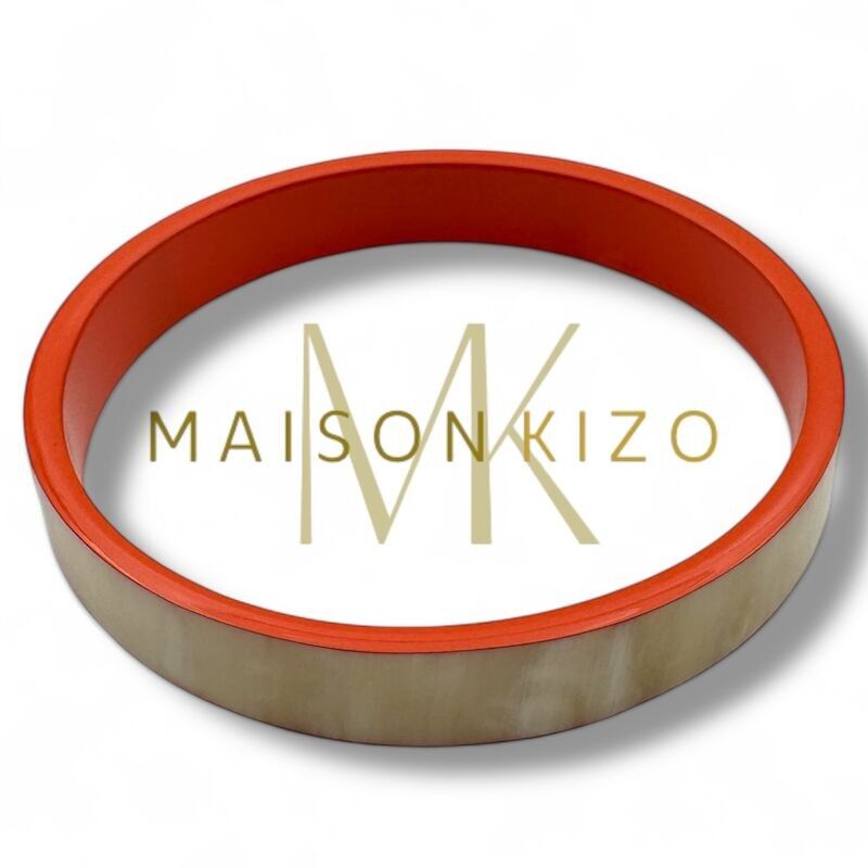 Lackierter Armreif aus Büffelhorn Breite 1cm Orange C43