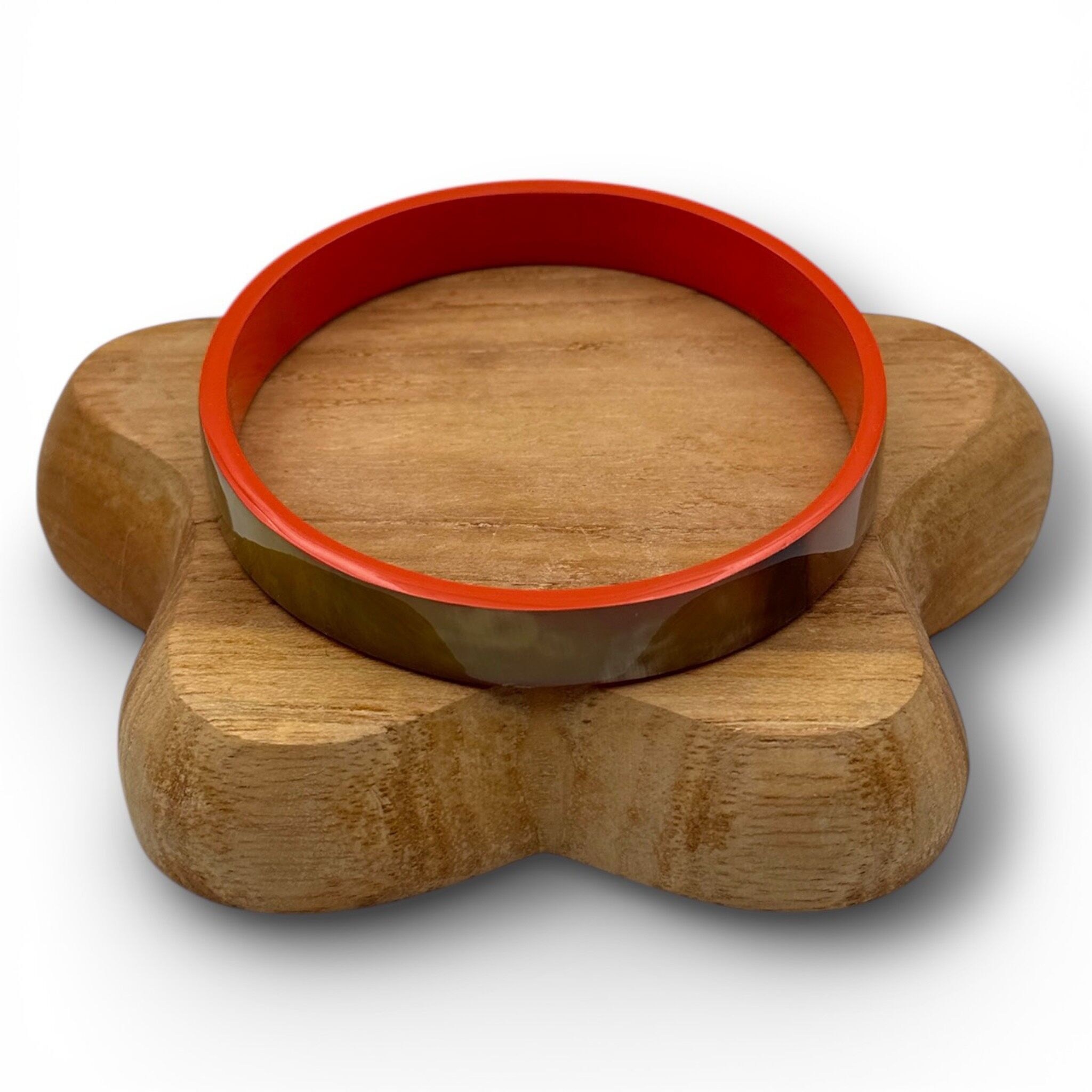 Lackierter Armreif aus Büffelhorn Breite 1cm Orange C43