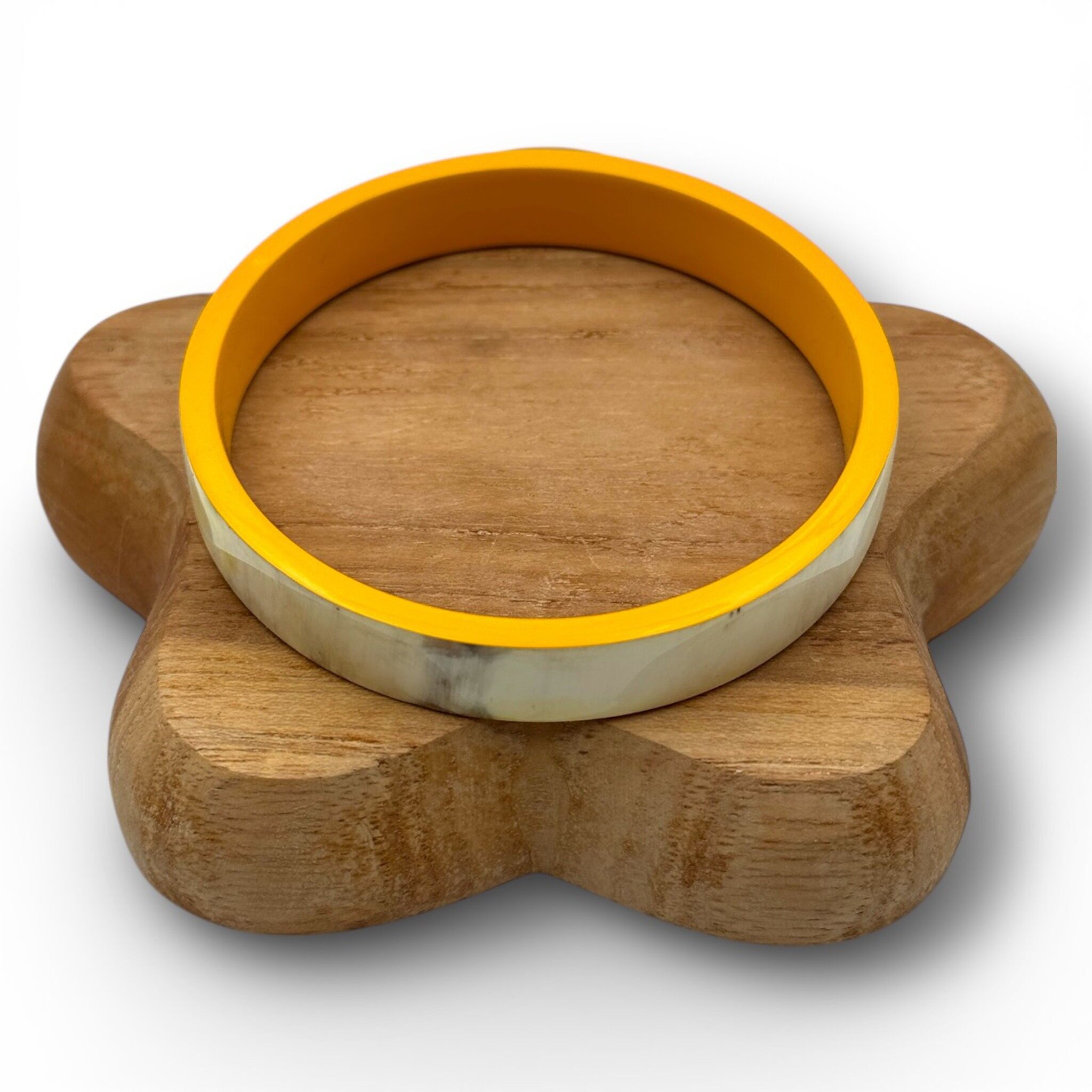 Pulsera de cuerno lacado - Ancho 1 cm - Amarillo C46
