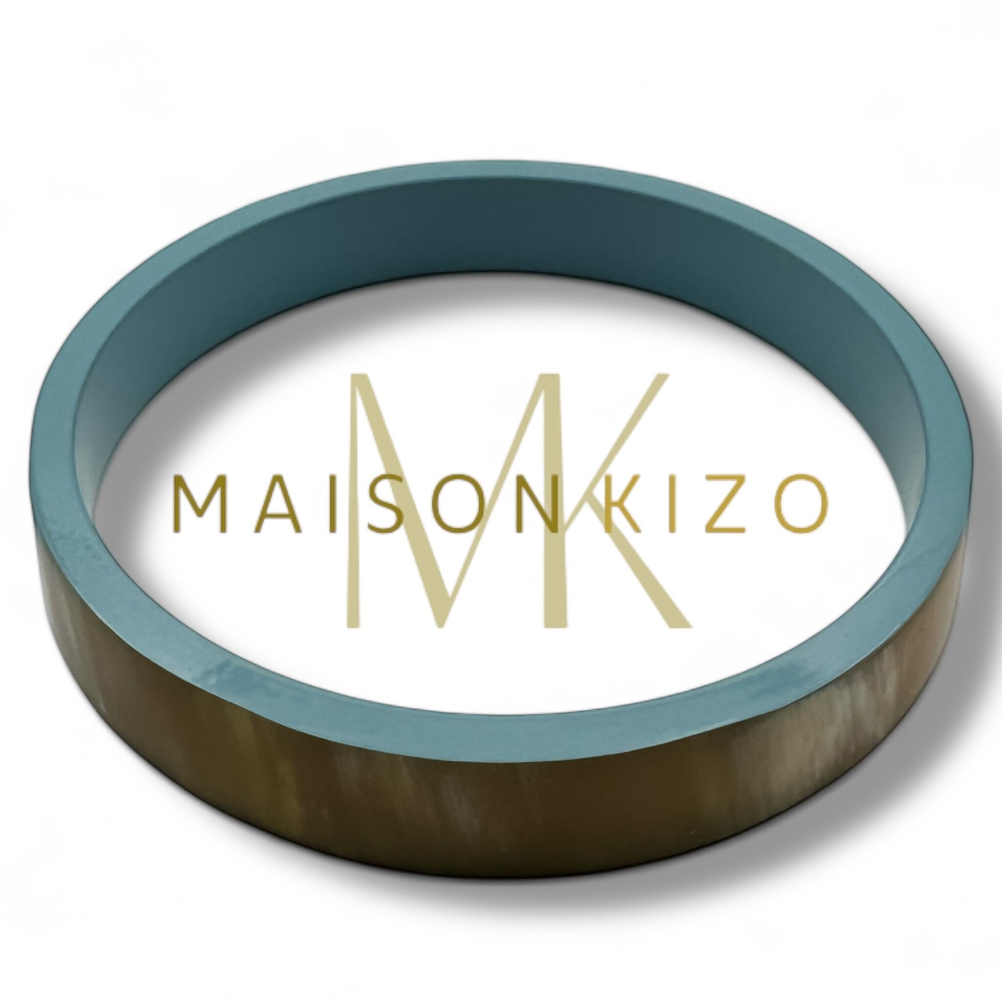 Lackierter Hornarmreif - Breite 1 cm - Blaugrau C47