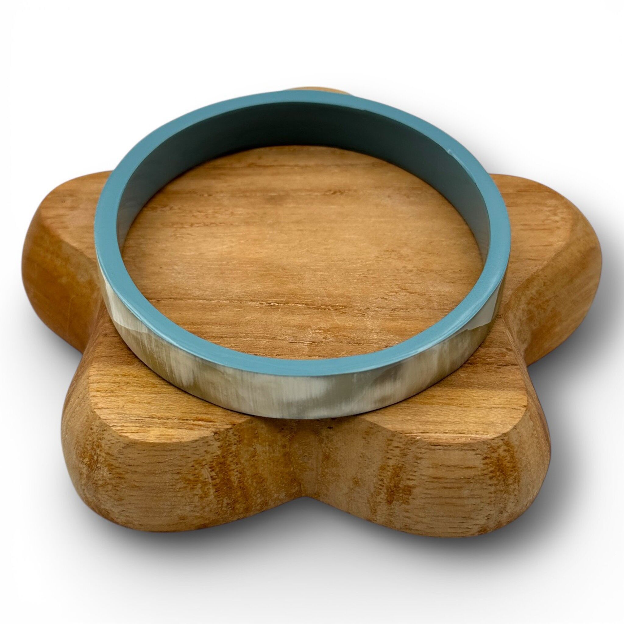 Lackierter Hornarmreif - Breite 1 cm - Blaugrau C47