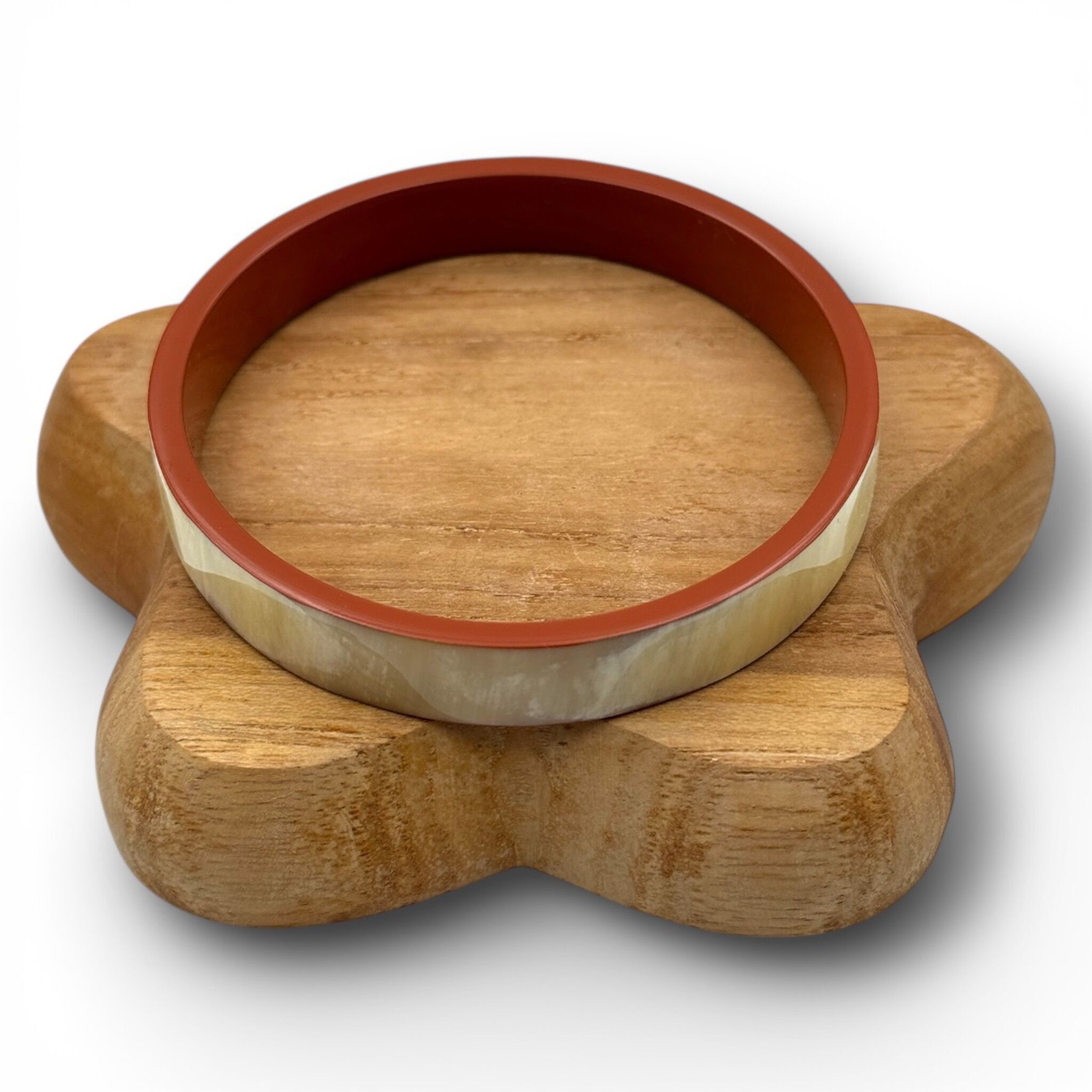 Lackierter Hornarmreif - Breite 1 cm - Terrakotta C49