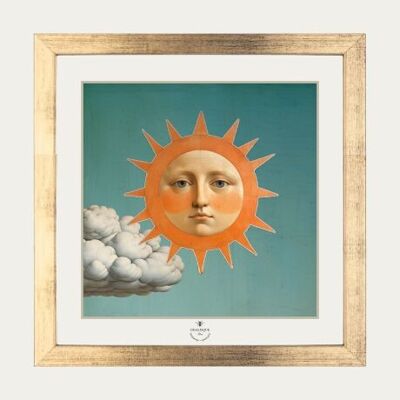 Il Sole - Confezione cornice dorata 20x20 cm + illustrazione