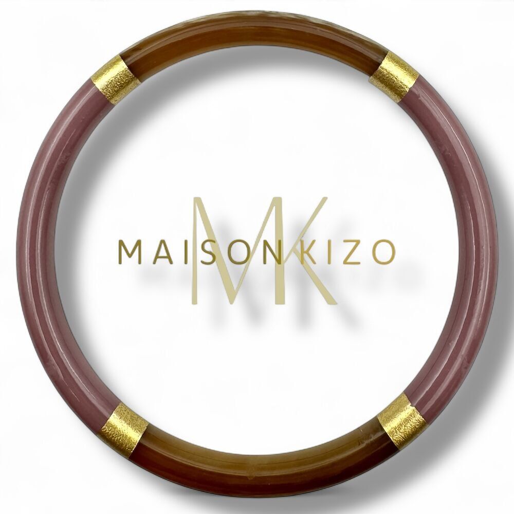 Lackierter Hornarmreif - Breite 6 mm - Pudermalve und Gold C52D