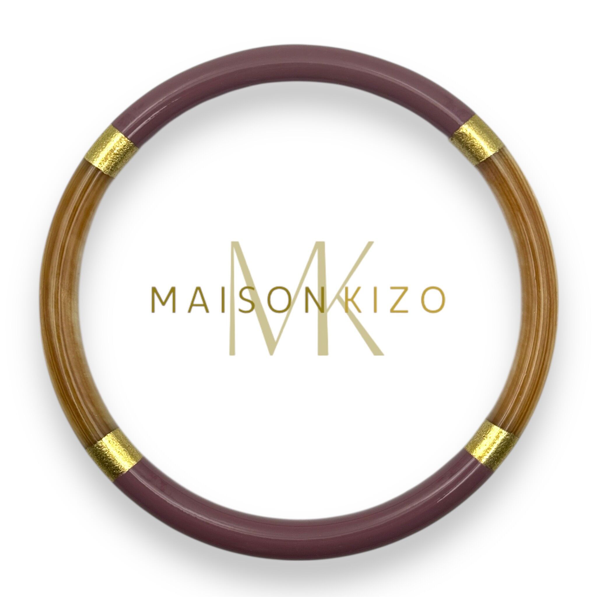 Lackierter Hornarmreif - Breite 6 mm - Pudermalve und Gold C52D