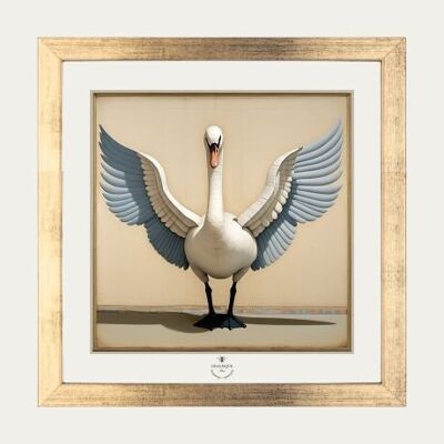 Il Cigno - Confezione cornice dorata 20x20 cm + illustrazione
