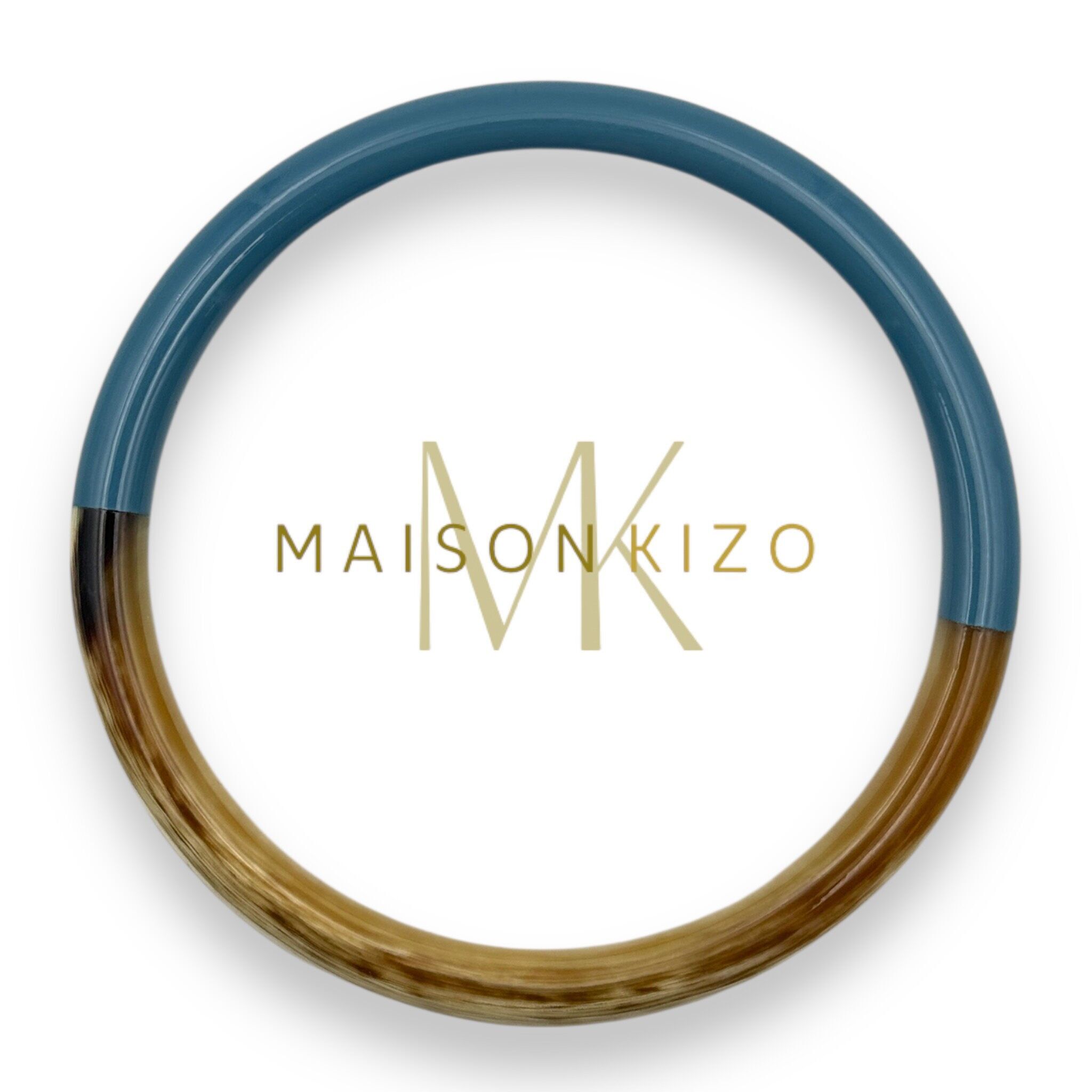 Lackierter Hornarmreif - Breite 6 mm - Entenblau C57