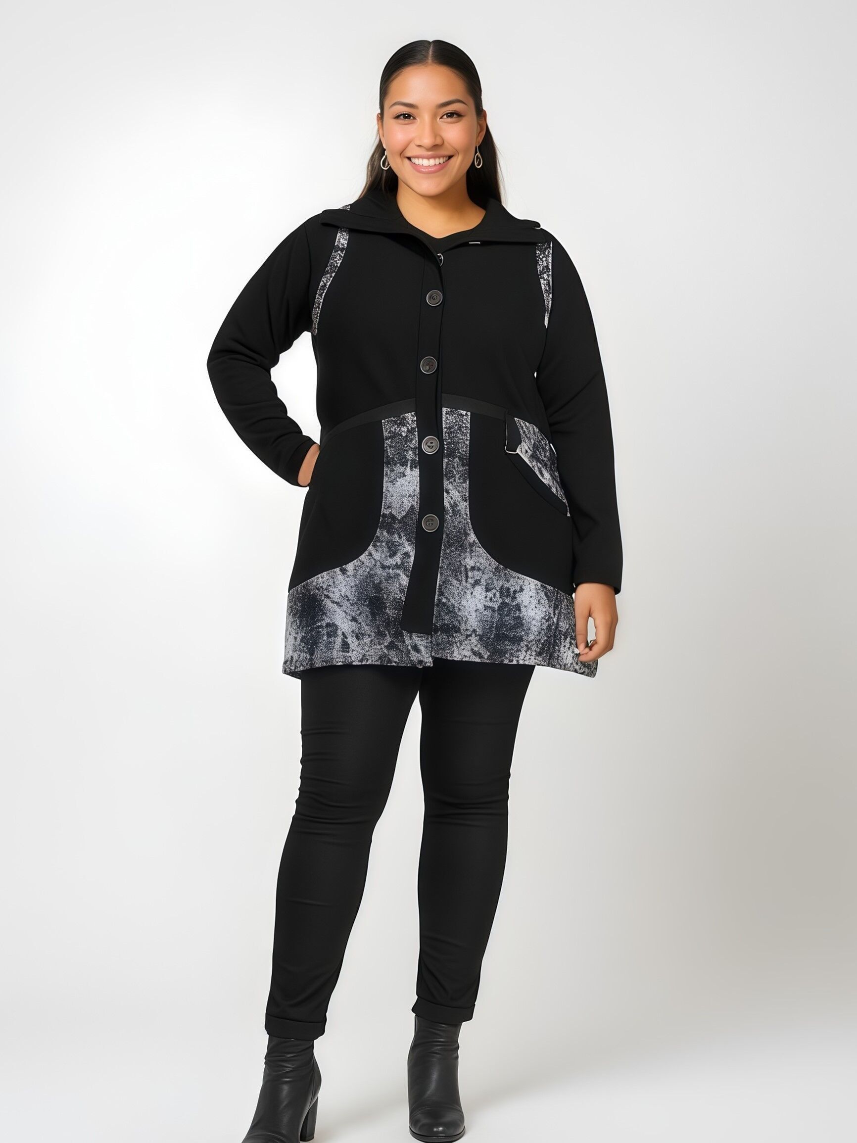 Ärmellose Weste aus gekochter Wolle in Übergröße (A251)