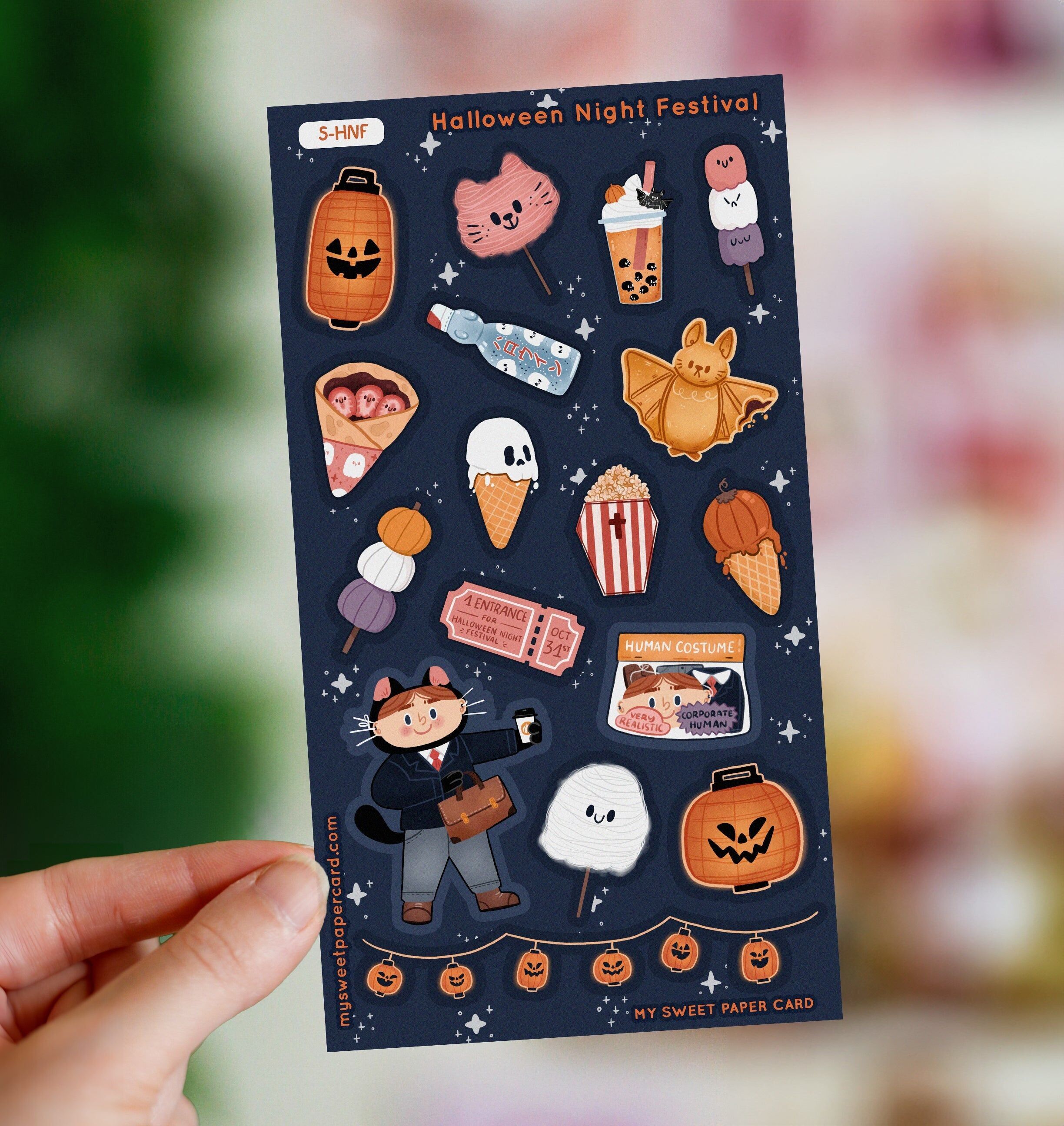 Festival Japonais Halloween | planche de stickers | autocollants halloween