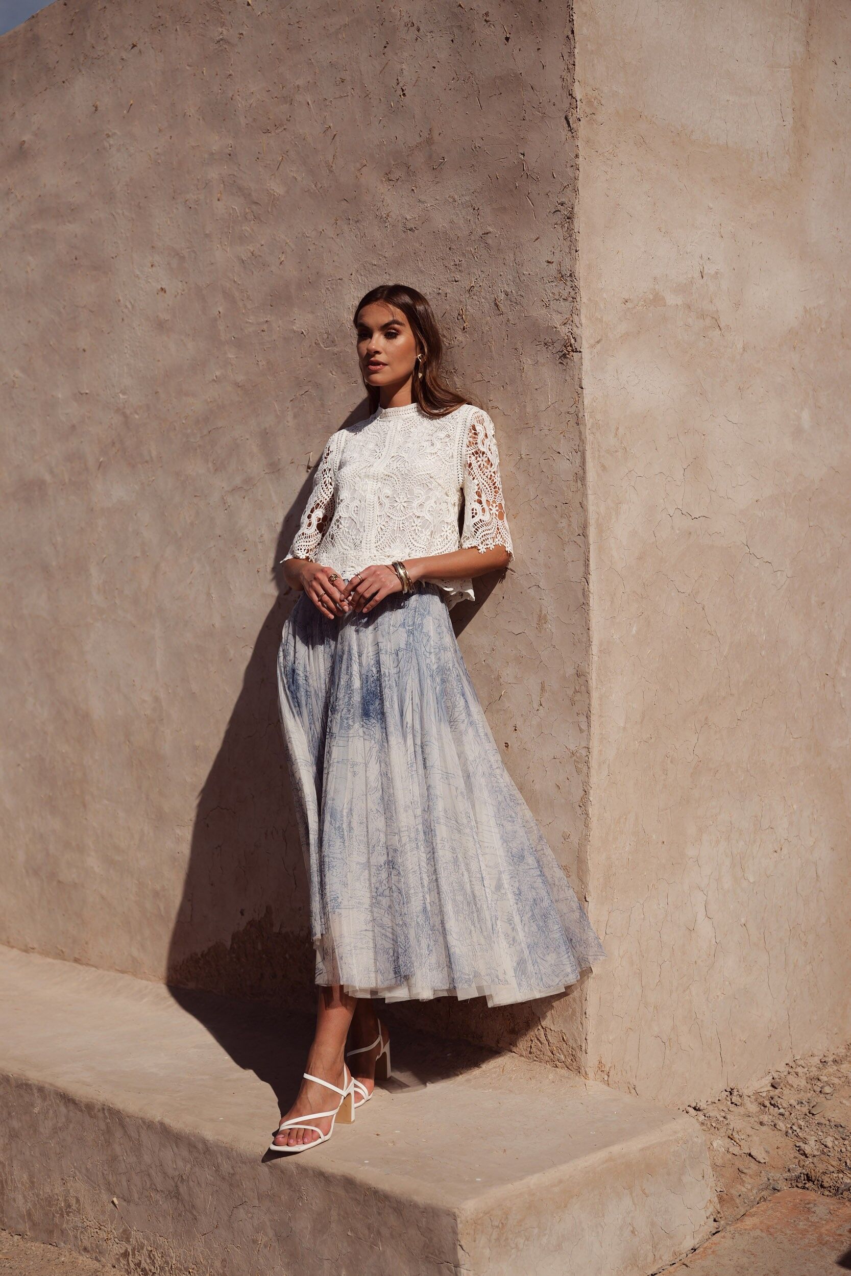 Ambre-Rock aus bedrucktem Toile de Jouy-Tüll - CK08202-1#