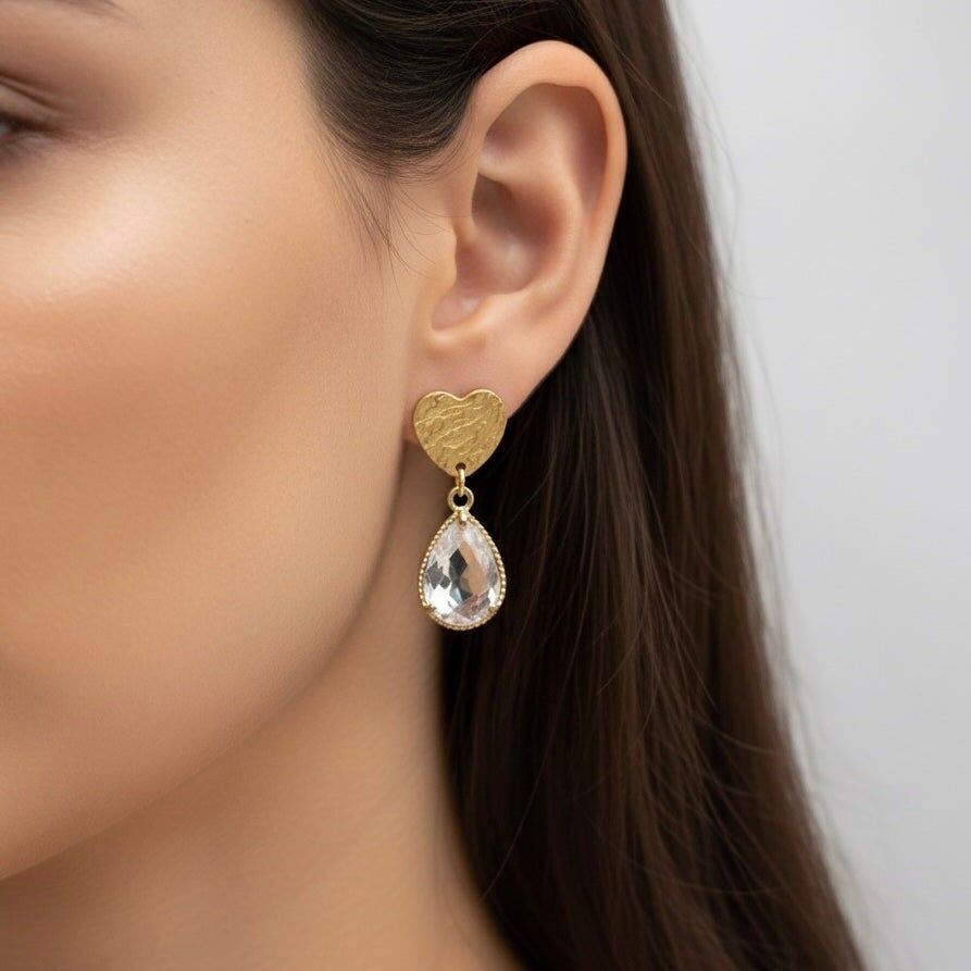 Cuore Kristalltropfen 18K vergoldet