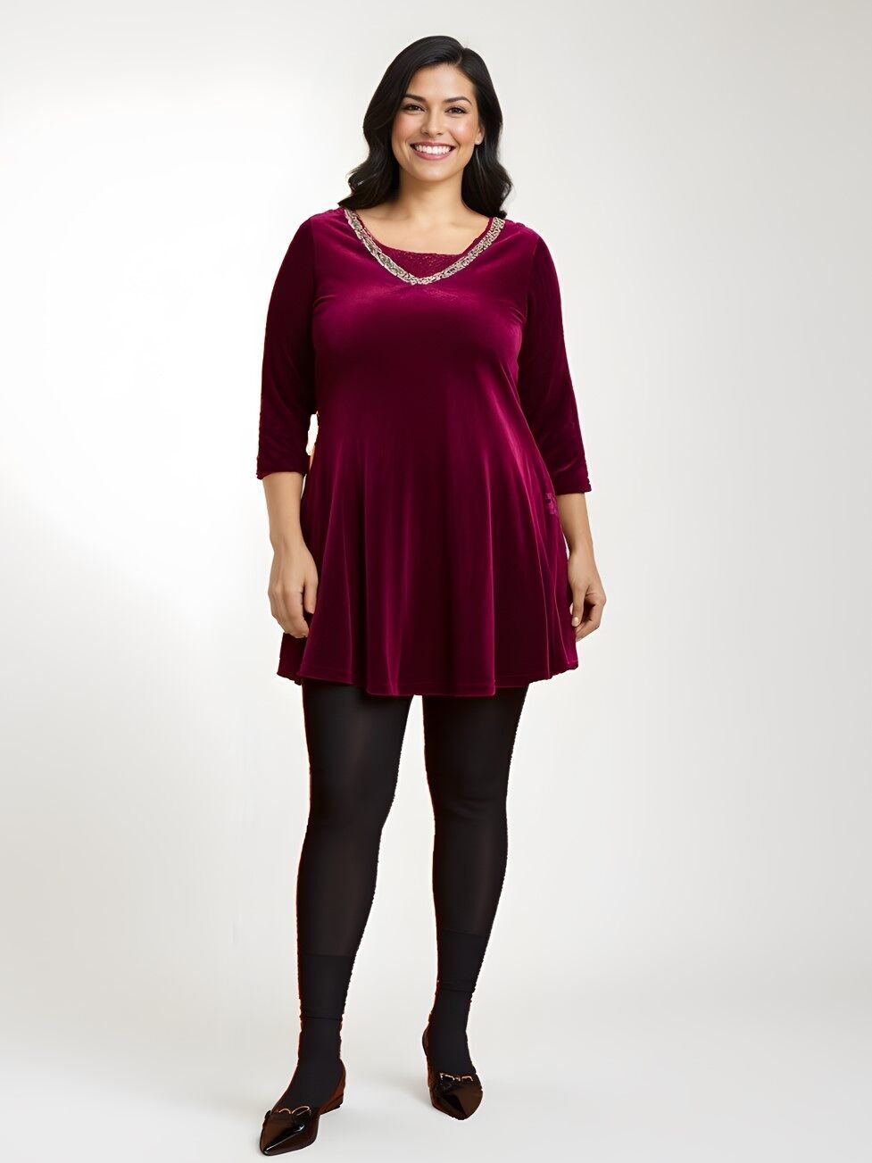 Lila Samtkleid in Übergröße (A395)