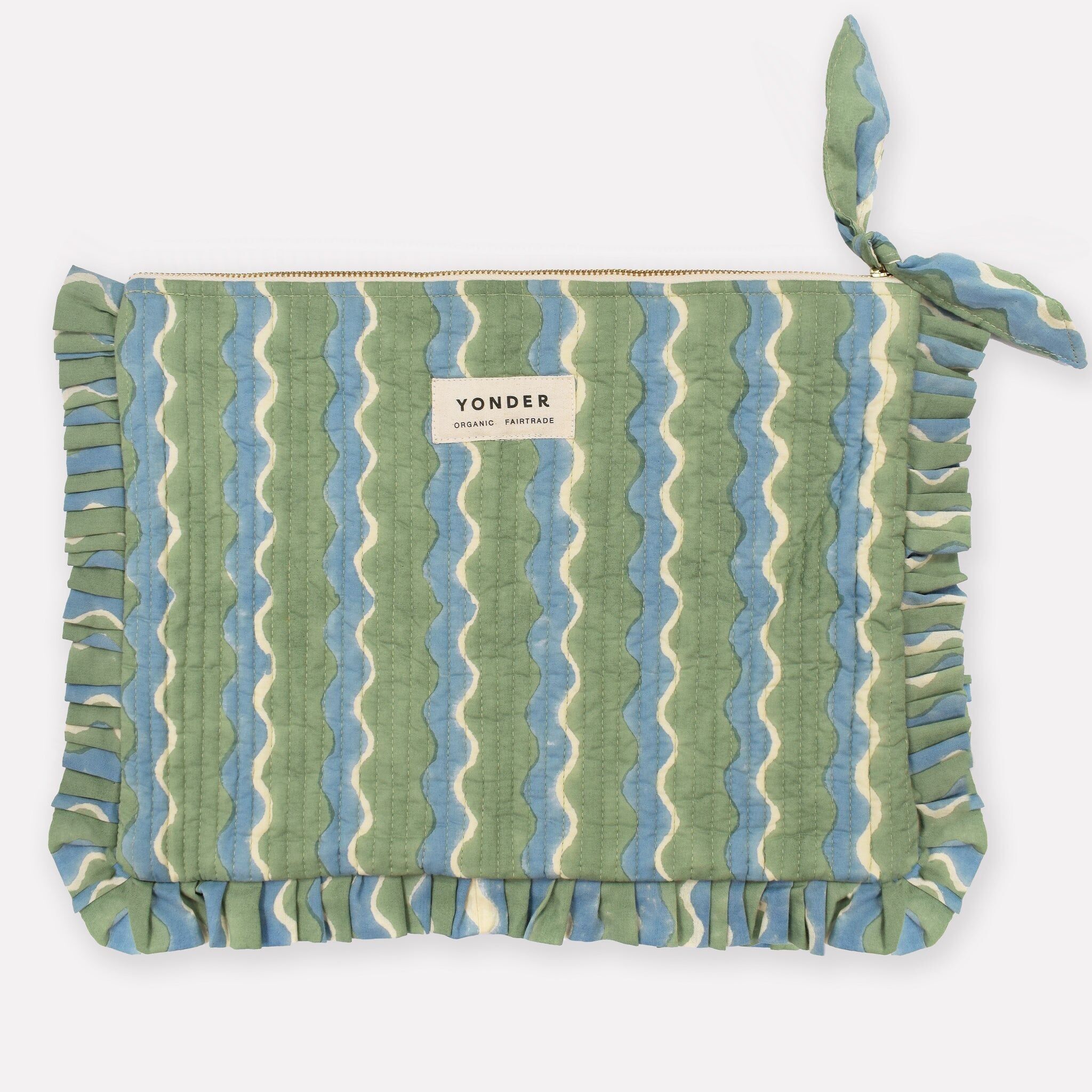 Gesteppter Rüschenbeutel | Whirly | Salbei