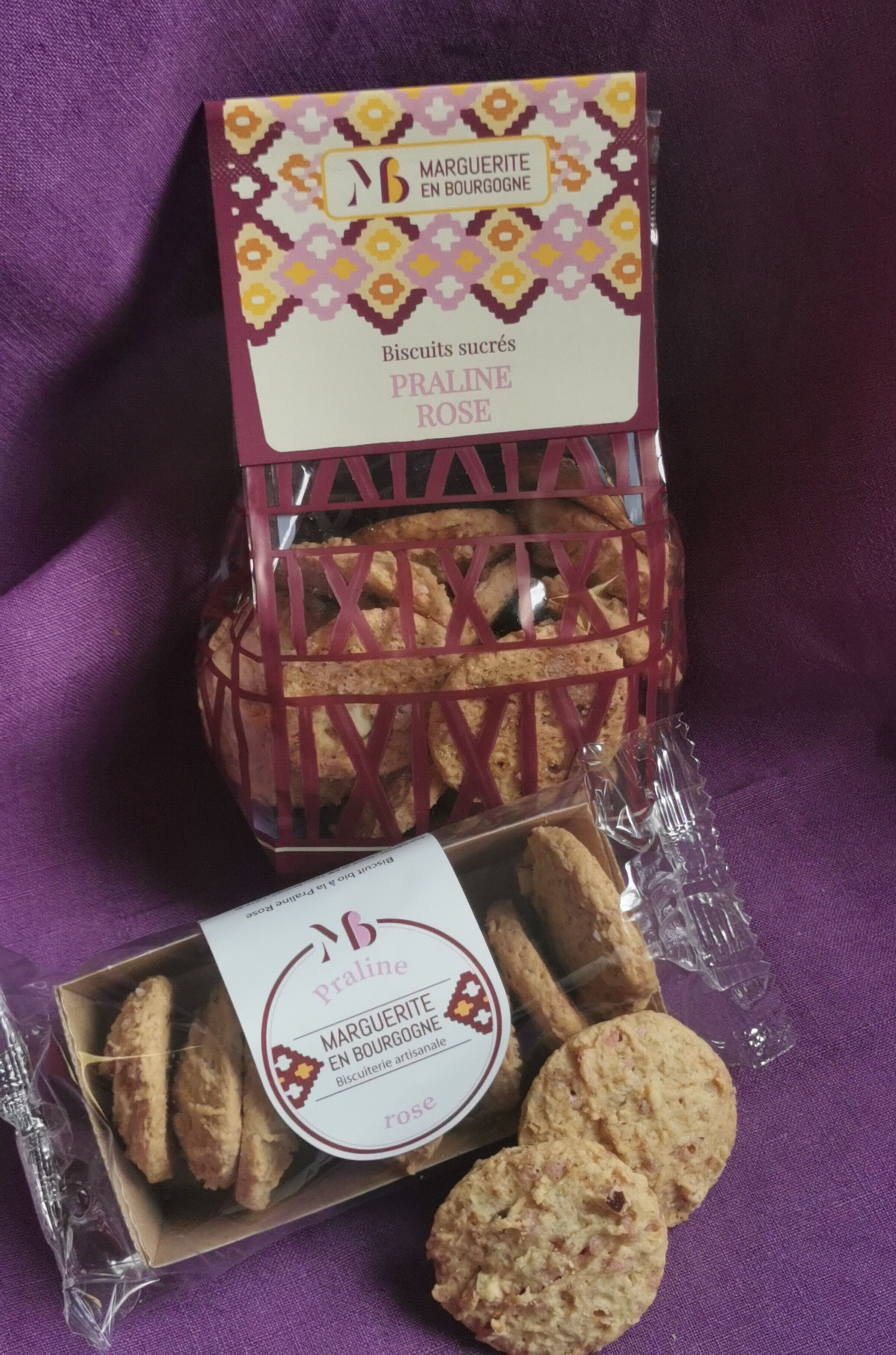 Biscotti pralinati rosa biologici - vassoio da 65 g