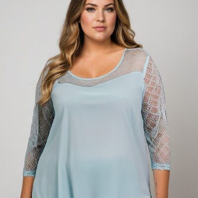 Blouse grande taille avec manches en dentelles (A581)