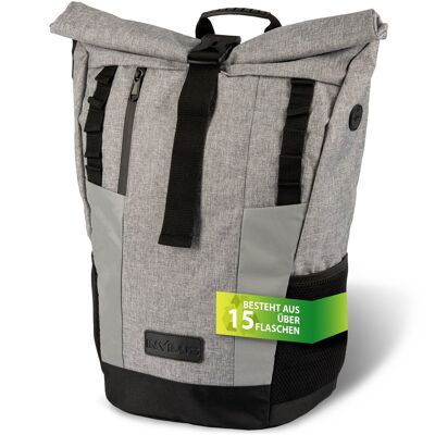 Rolltop backpack [20L to 25L] recycled and reflective [gray]