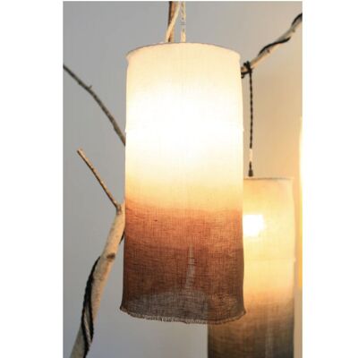 Lampada a sospensione in lino arancione fumé/bianco - diametro 20 cm