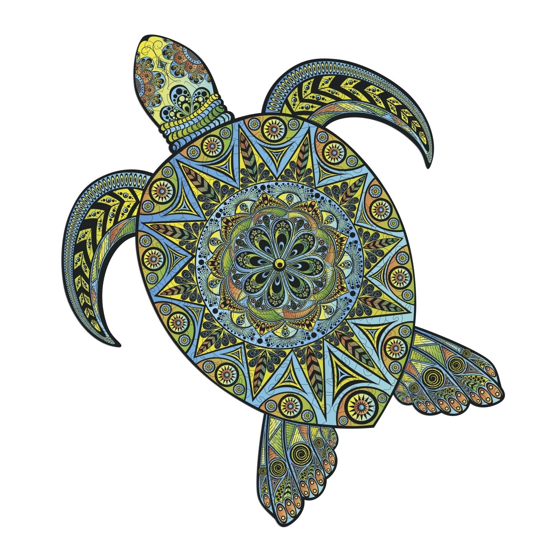 Puzzle in legno "Tartaruga tropicale" - Scatola di cartone CreatifWood