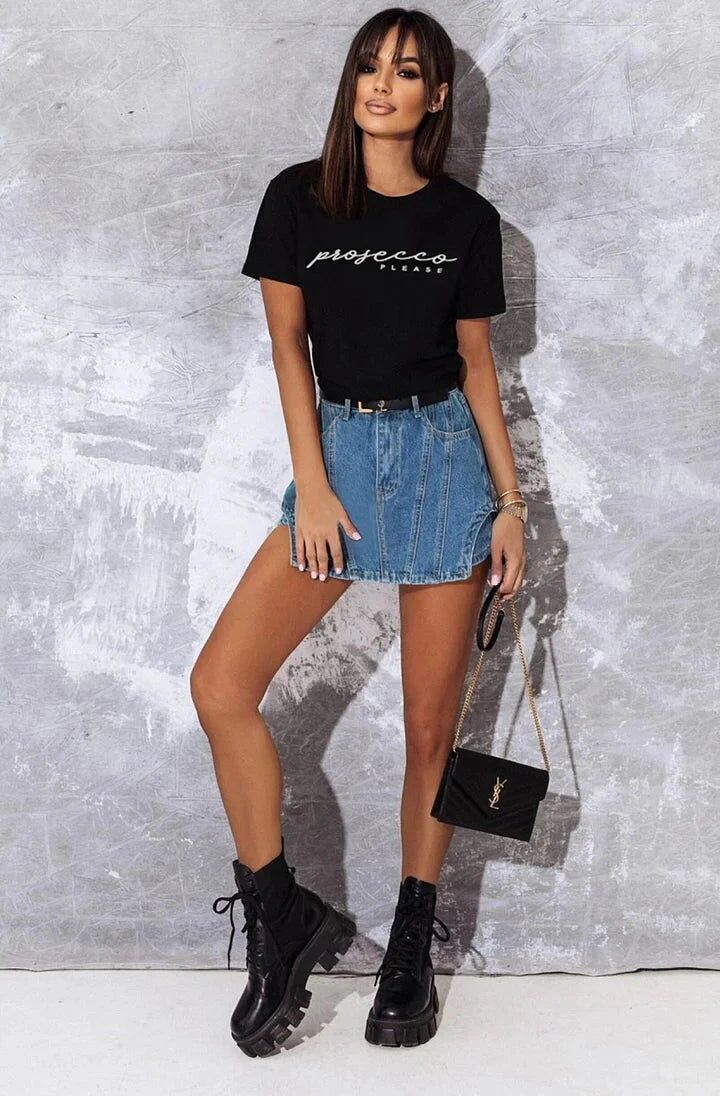 ‘PROSECCO PLEASE' GRAFICA STAMPATA T.CAMICIA TOP