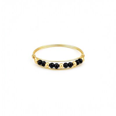 Anillo de triple hilera de piedras naturales - plata 925 o chapado en oro