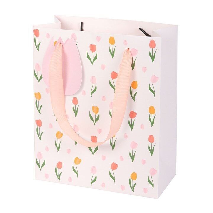 Borsa regalo con stampa di tulipani