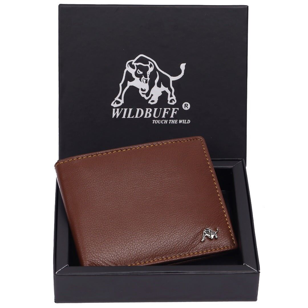 Portafoglio da uomo in pelle marrone WILDBUFF, portafoglio intramontabile per tutti i giorni, pronto da regalare