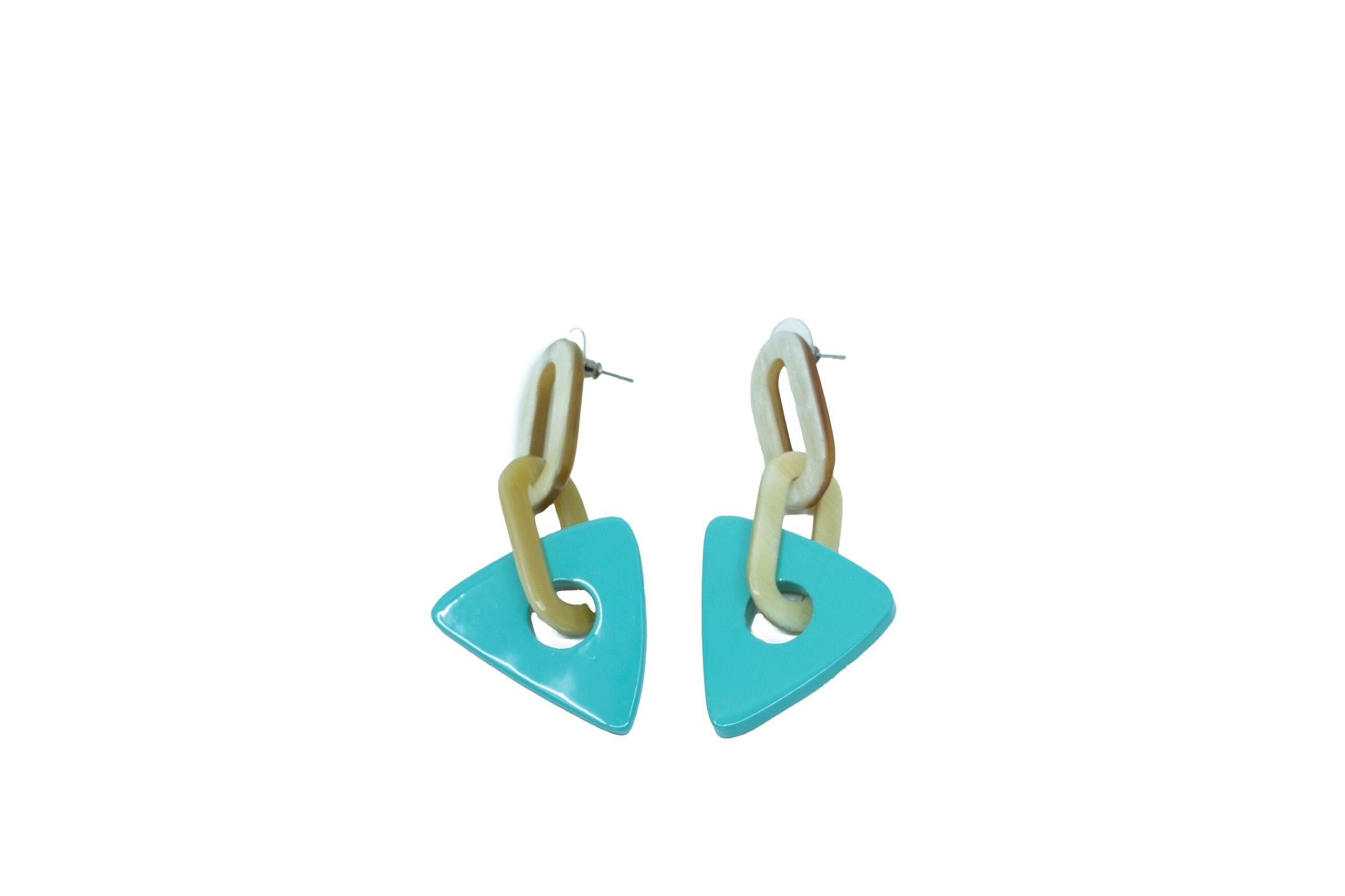 Turquoise triangle horn earrings