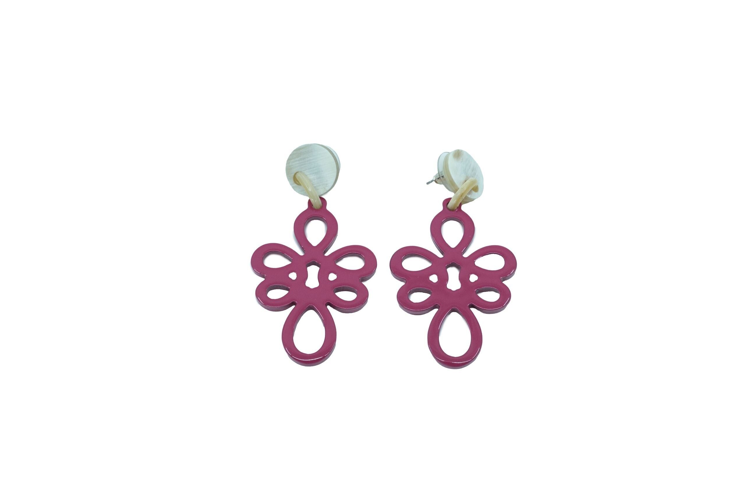 Pink flower earrings