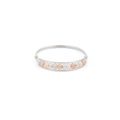 Anillo de triple hilera de piedras naturales - plata 925 o chapado en oro