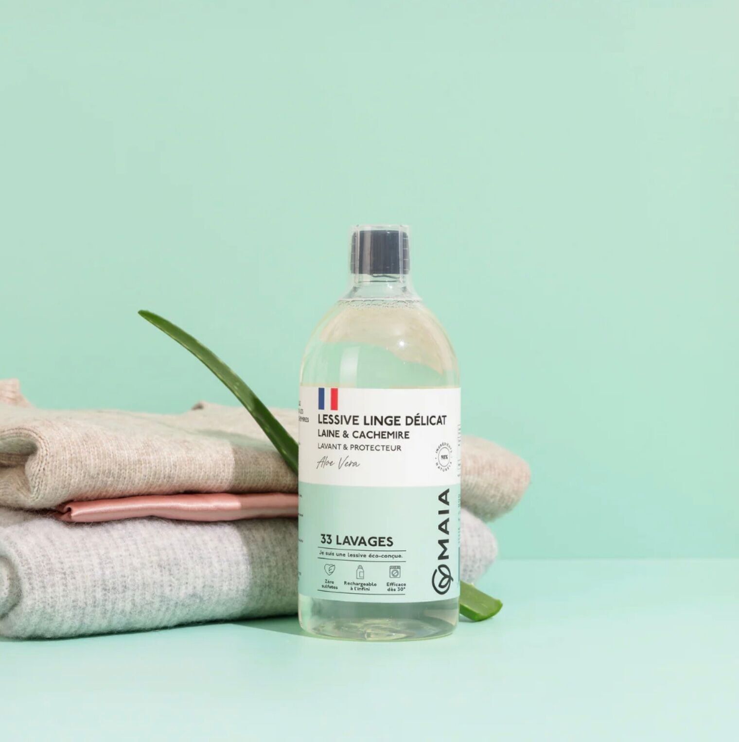 Natural Wool & Cashmere Laundry Detergent - Aloe Vera Scent - 1L = 33 washes