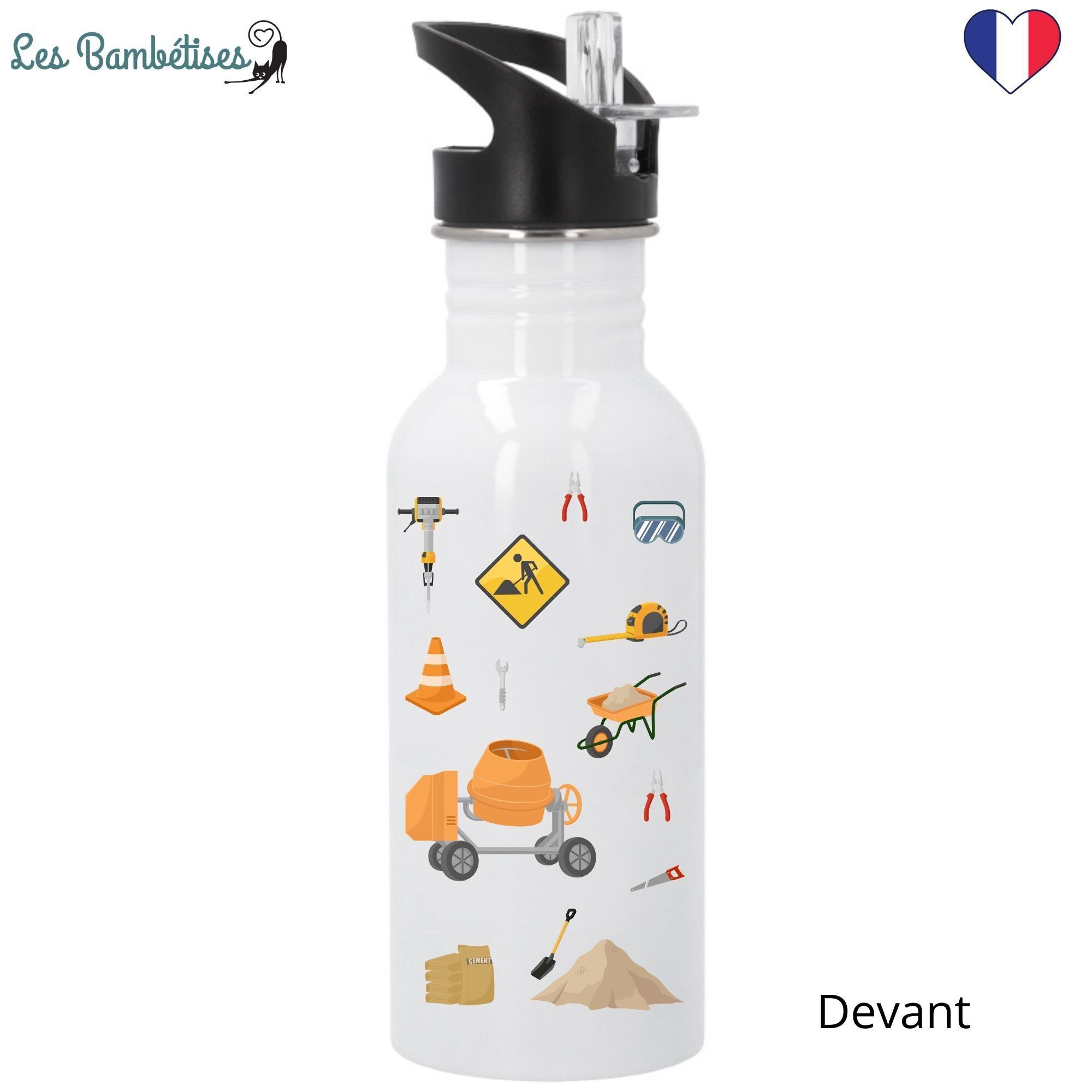 Construction site children's water bottle with spout