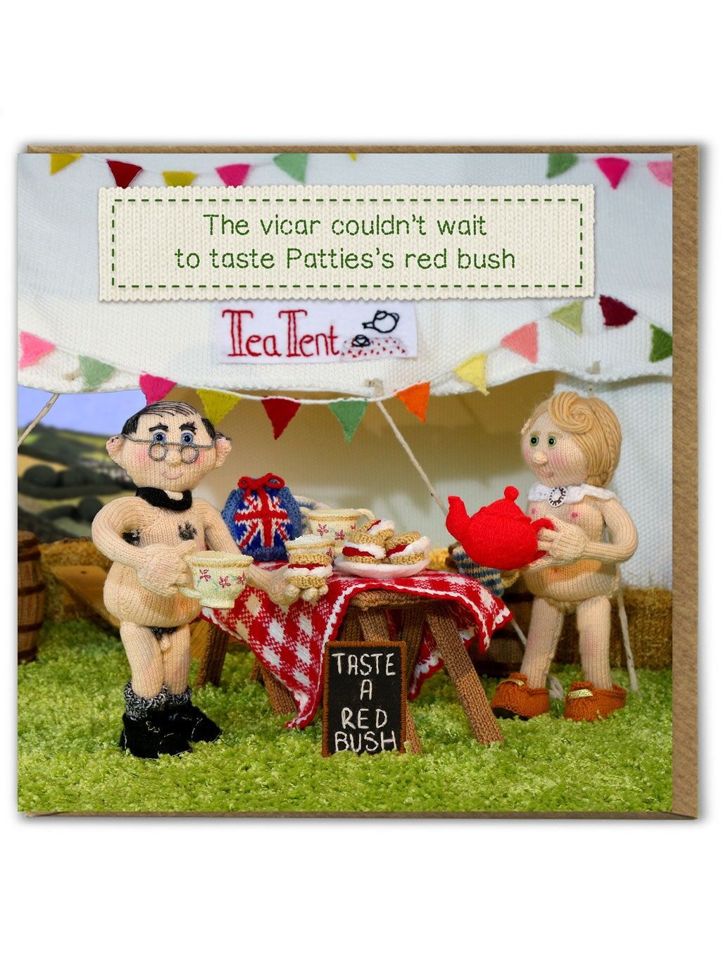 Divertente biglietto di auguri di compleanno - Pattie's Red Bush di Nudinits