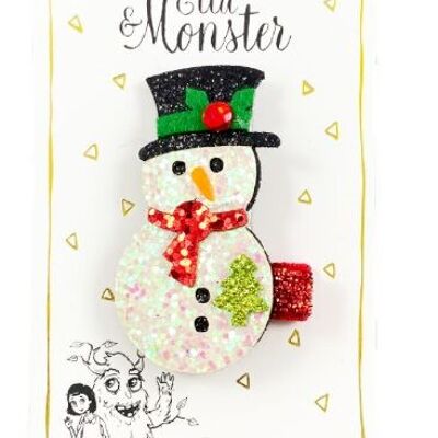 Fermaglio per capelli per bambini a forma di pupazzo di neve - accessorio natalizio glitterato