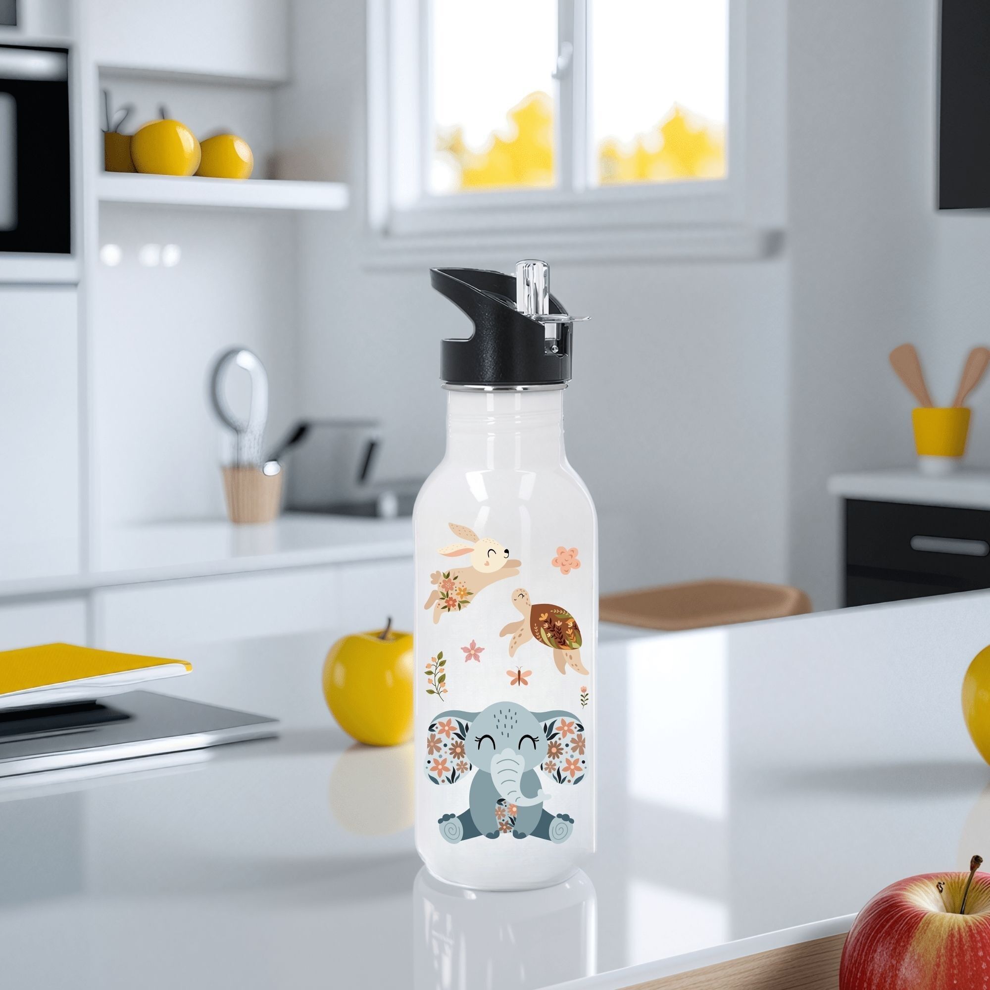Bohemian Animals children's water bottle with spout