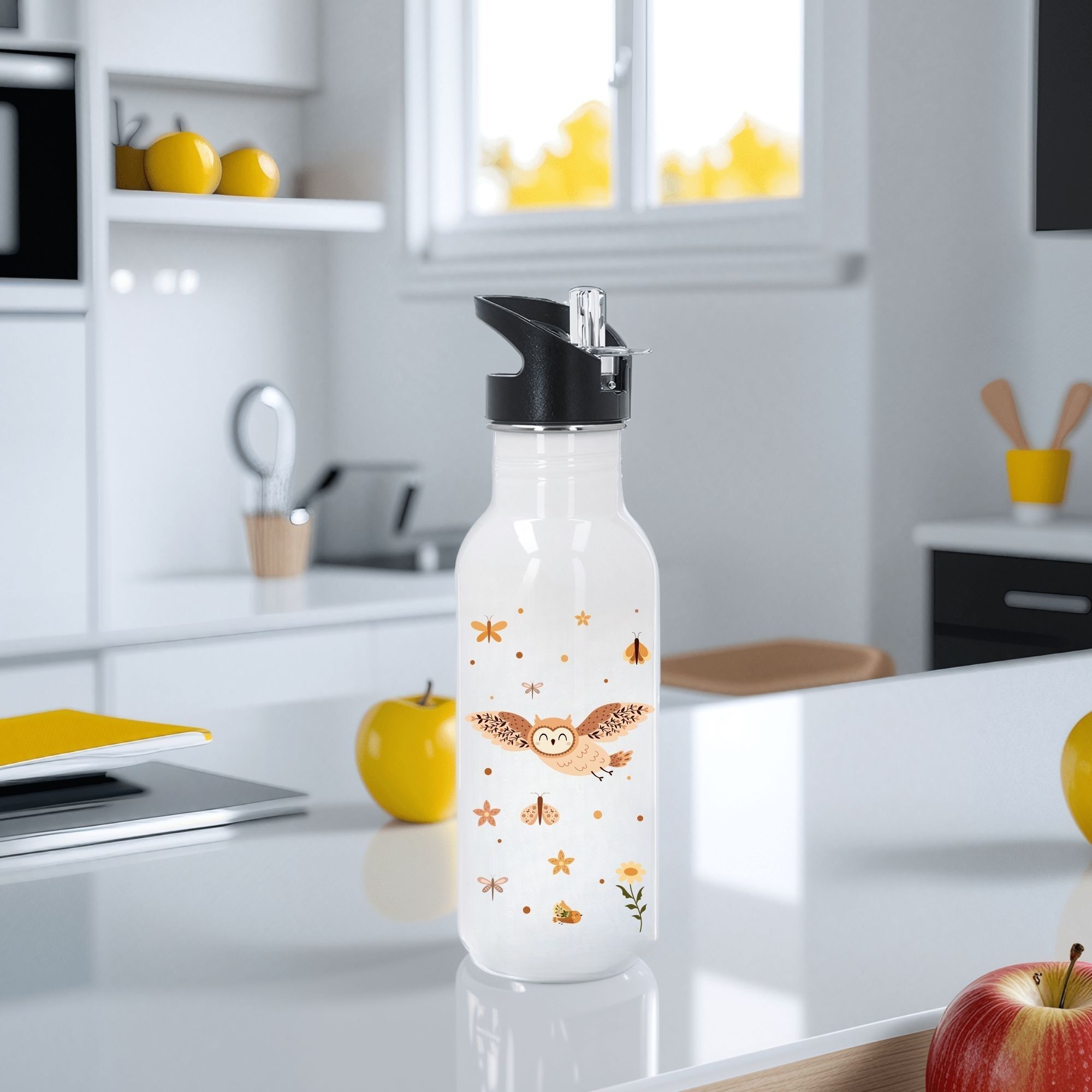 Bohemian Owl children's water bottle with spout