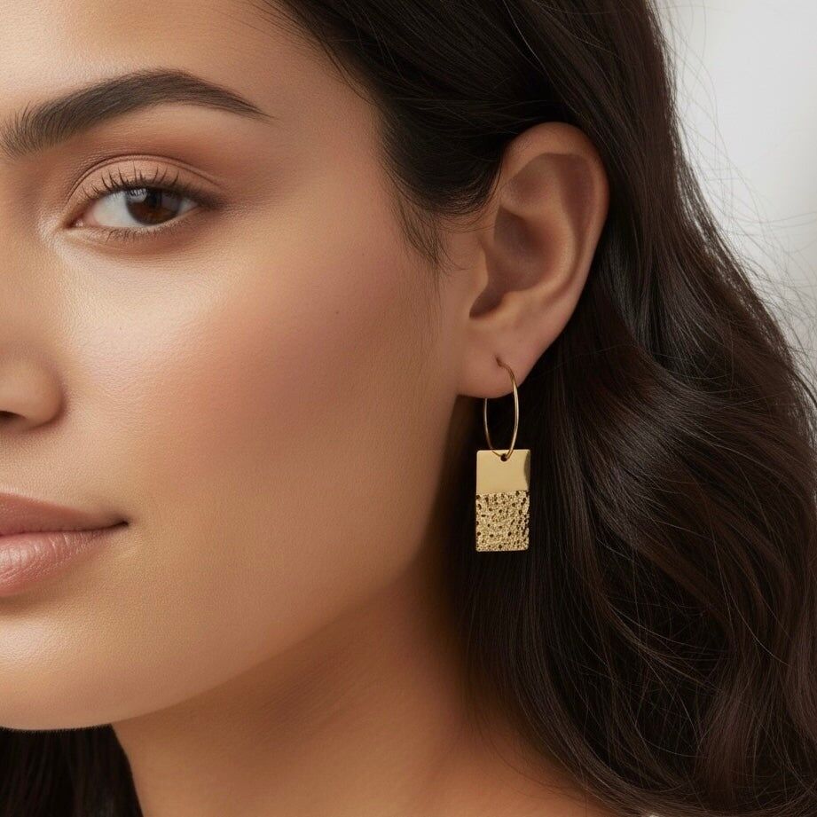 ARO RECTANGULAR - orecchini cerchio geometrici oro