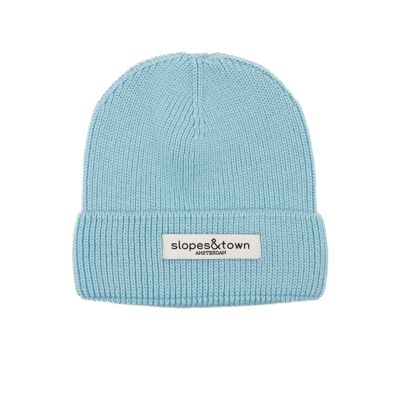 Gorro de lana merino para niños azul claro