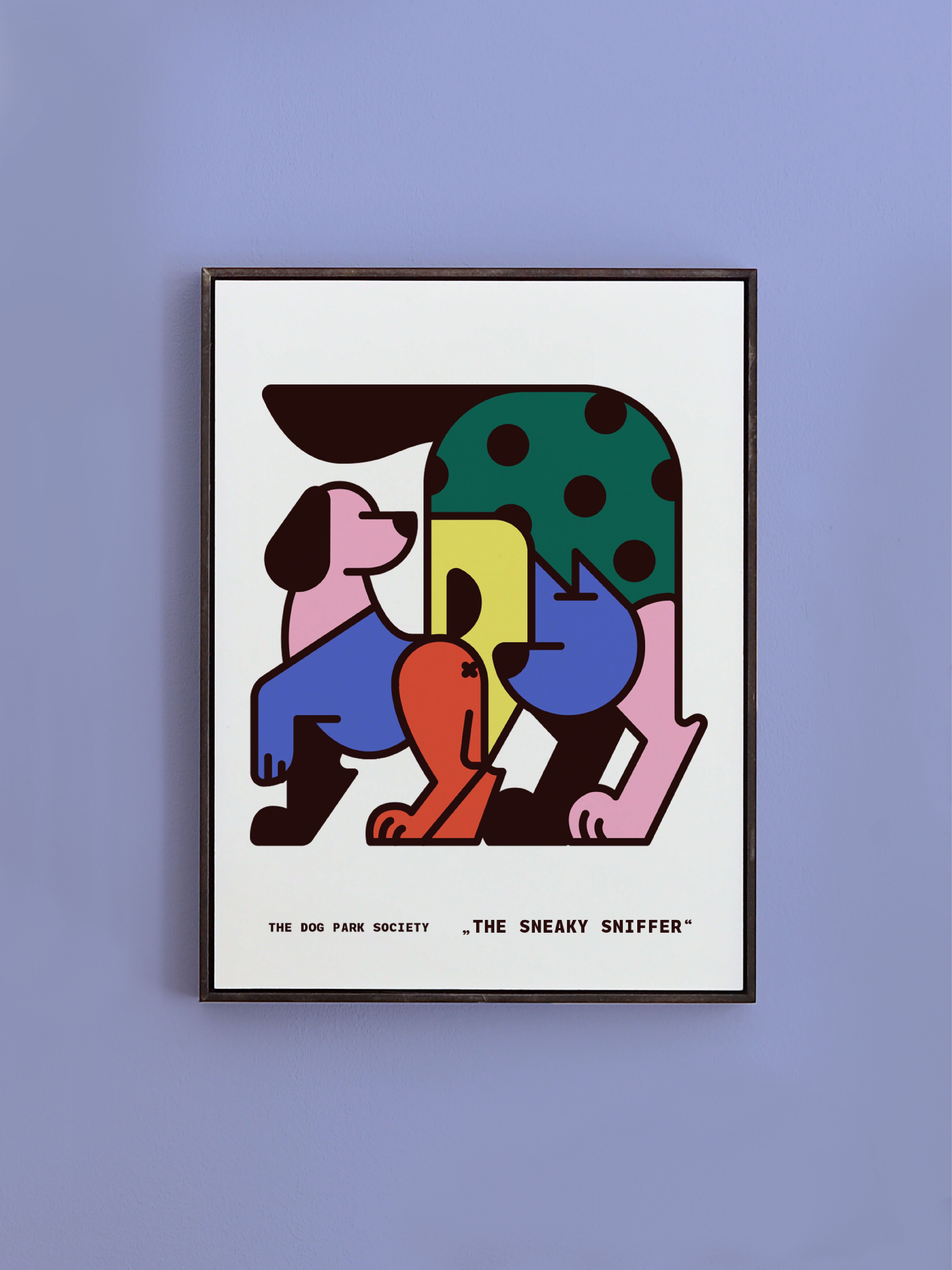 Dog Park Art Print – Colorful Dogs | The Sneaky Sniffer | Dog Wall Art | Dog Poster Gift
