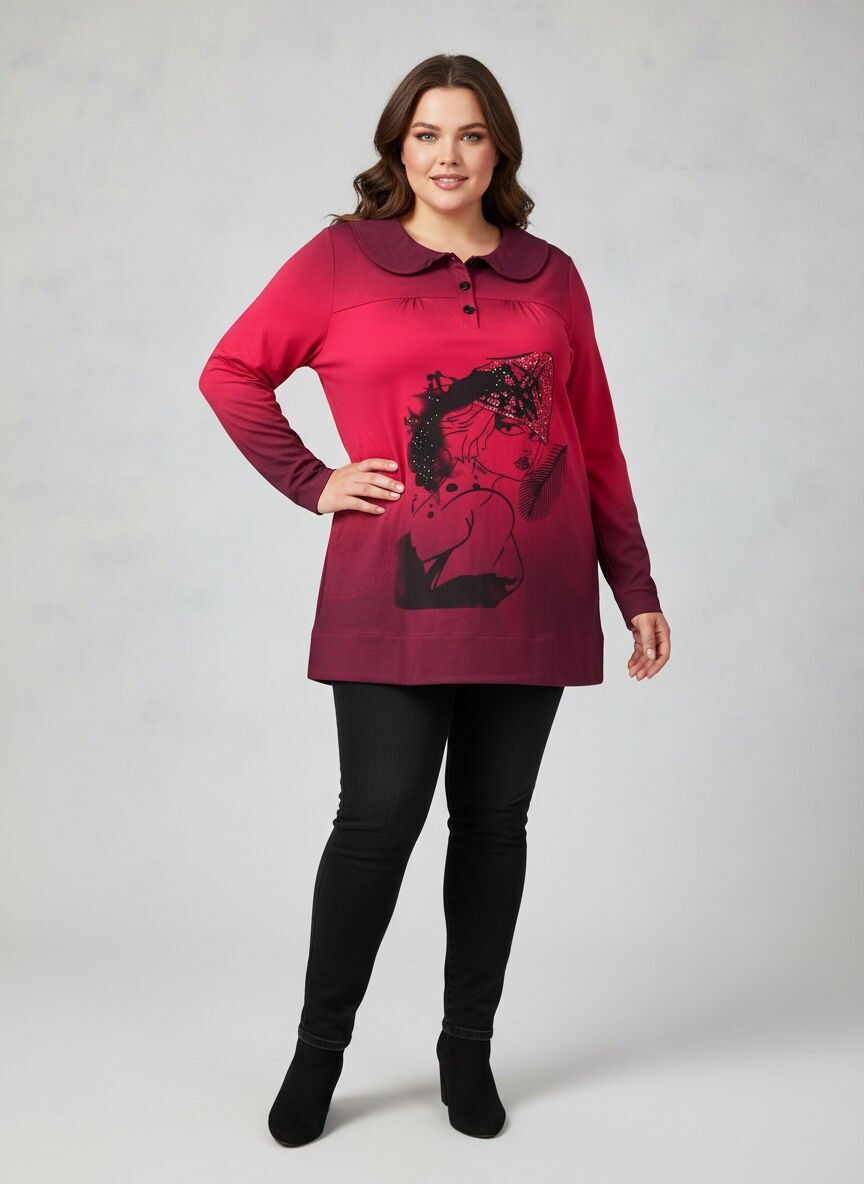 Tunique grande taille tye and dye rose (A723)