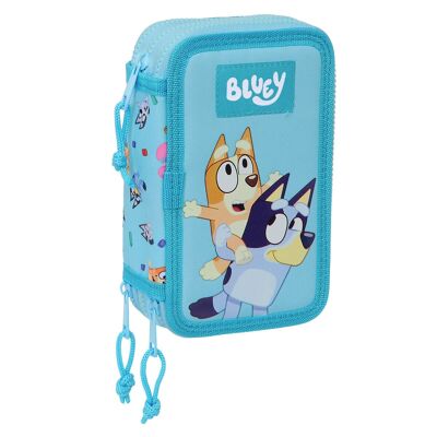 Triple pencil case Bluey sky blue 12.5 x 19.5 x 5.5 cm 36 pieces