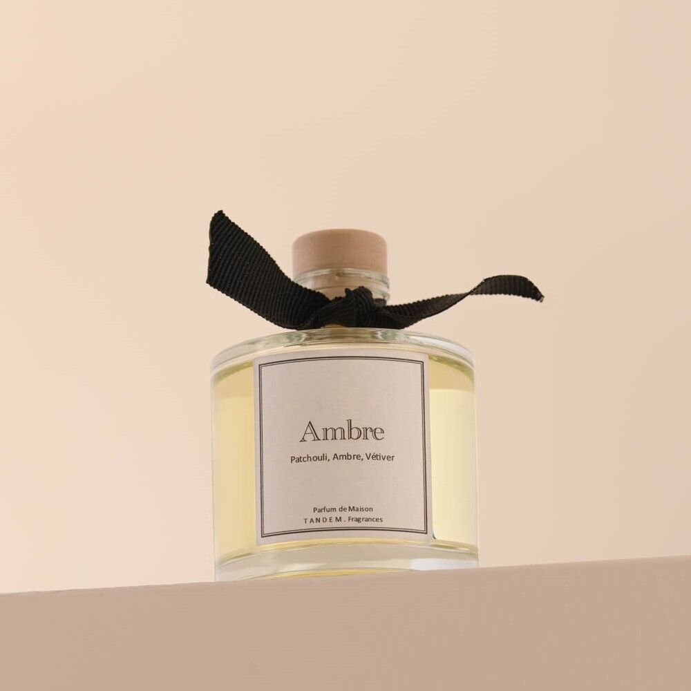 Amber Reed Diffuser - Made in France - 100ml - Comes with 5 black synthetic reeds