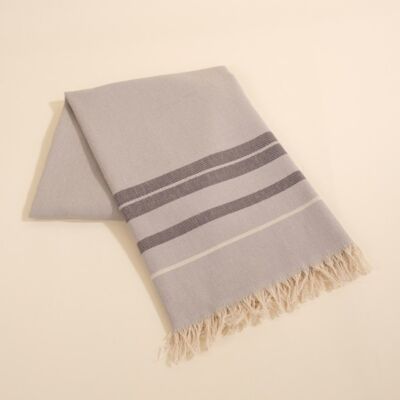 Leon Hamamtuch; grau, 15 % Leinen, 85 % Baumwolle (Hamam Towel)