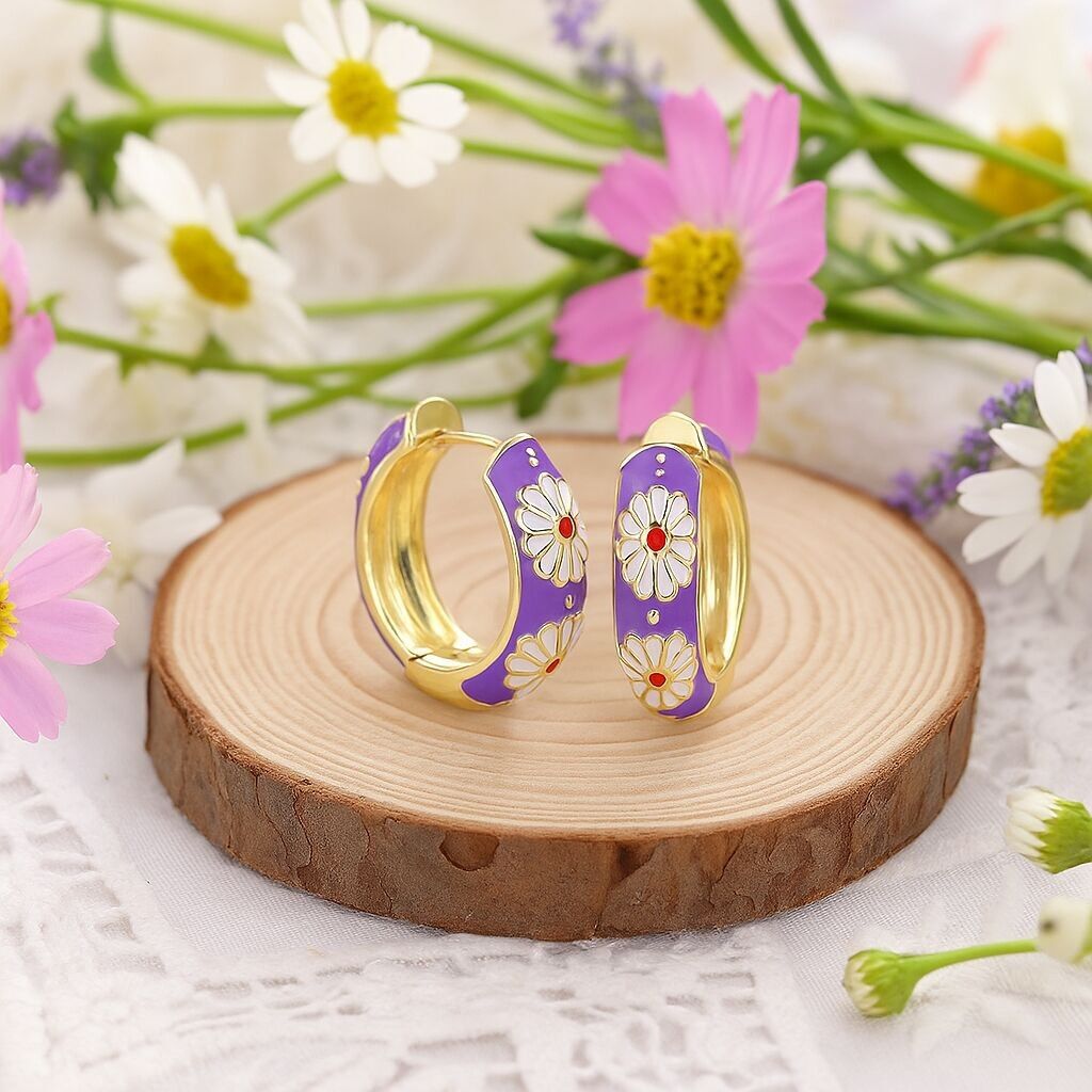 Orecchini a cerchio floreali bohémien