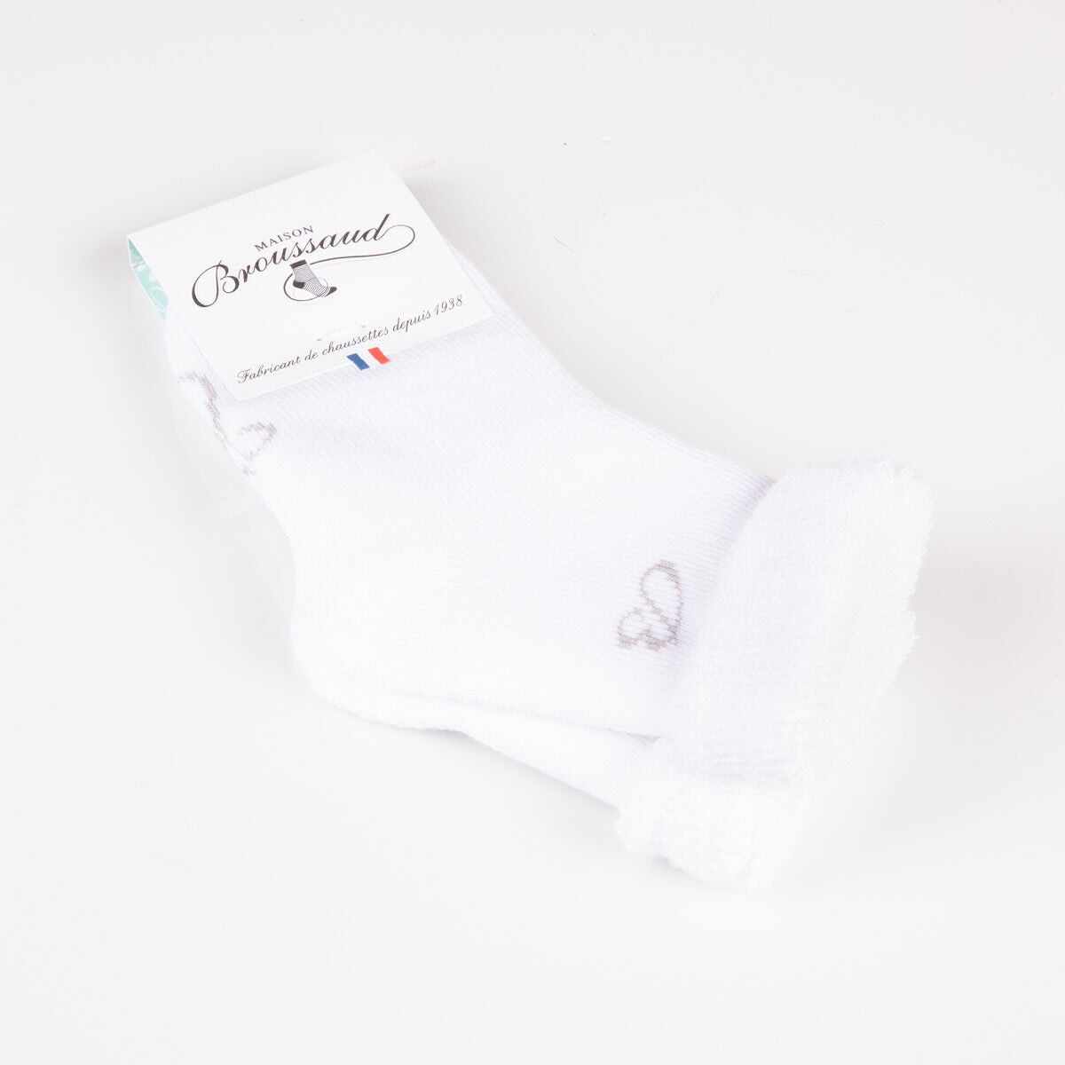 Les Bottons B - chaussette bébé - coton blanc