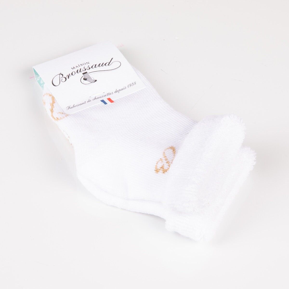 Les Bottons B Or - chaussette bébé - coton blanc