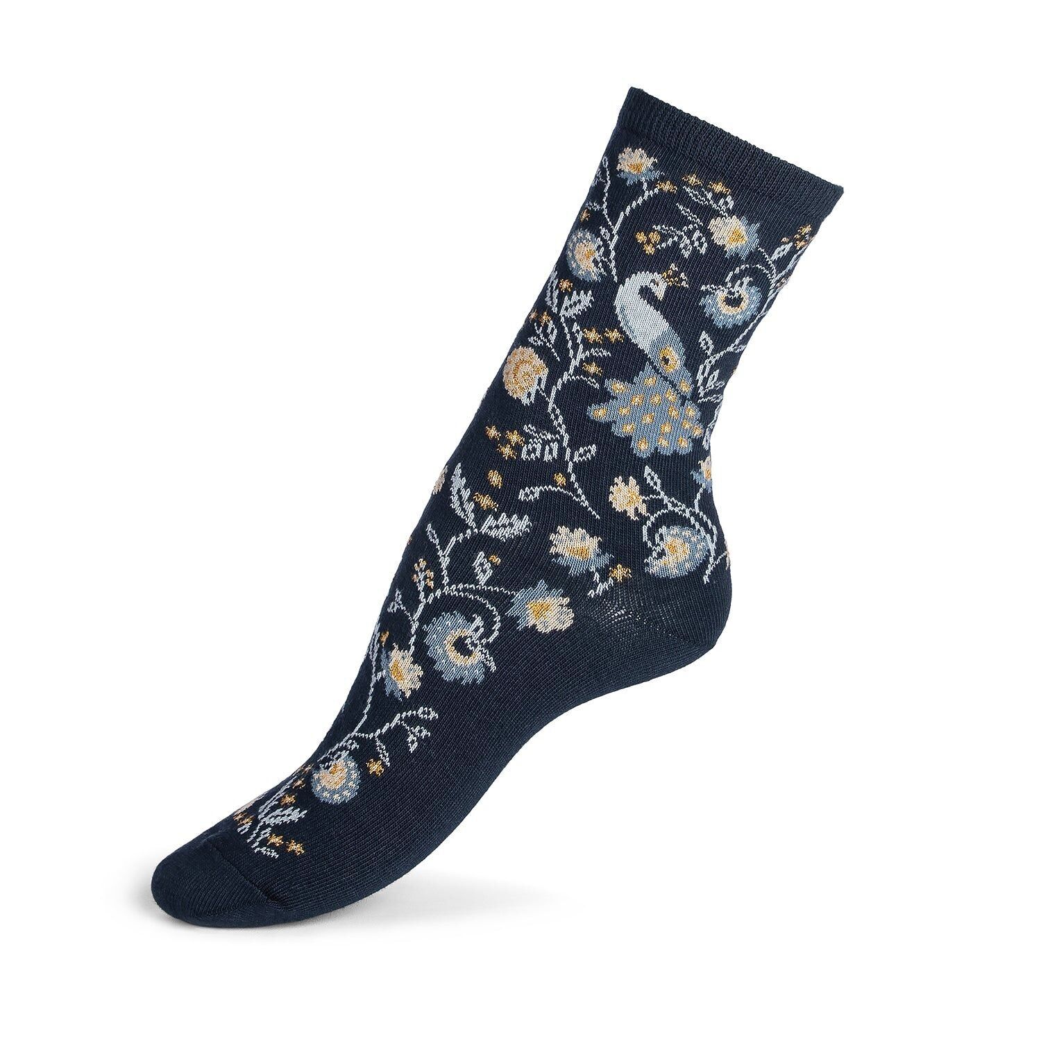 Les Paons - calzini da donna - cotone blu navy