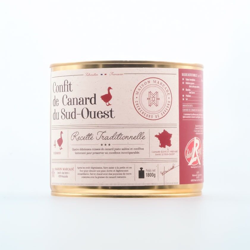 Duck confit 4 legs LABEL ROUGE PGI, SOUTHWEST - 1800g
